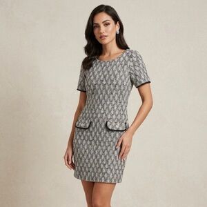 Isaac Mizrahi Black and White Patterned Mini Dress